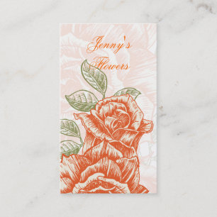 Benutzerdefinierte Vintage-Tangerine-Orange-Rosen Visitenkarte