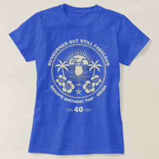 Benutzerdefinierte Vintage-Tropen-Geburtstagsreise T-Shirt