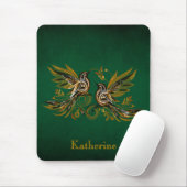 Benutzerdefinierte Vintage-Vögel Blumen Grün Mousepad (Mit Mouse)