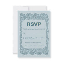 Benutzerdefinierte vintageblaue RSVP-Hochzeitskart