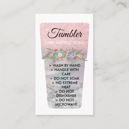 Benutzerdefinierte Vinyl-Tasse Tumbler Care Anleit Visitenkarte (Vorderseite)