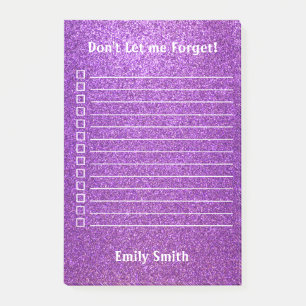 Benutzerdefinierte violette Glitter-linierte To-Do Post-it Klebezettel