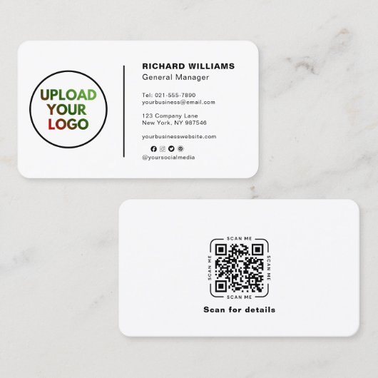 Benutzerdefinierte Visitenkarte mit Logo – Social (Vorne/Hinten)