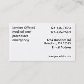 Benutzerdefinierte Visitenkarten für Tierärzte Visitenkarte (Rückseite)