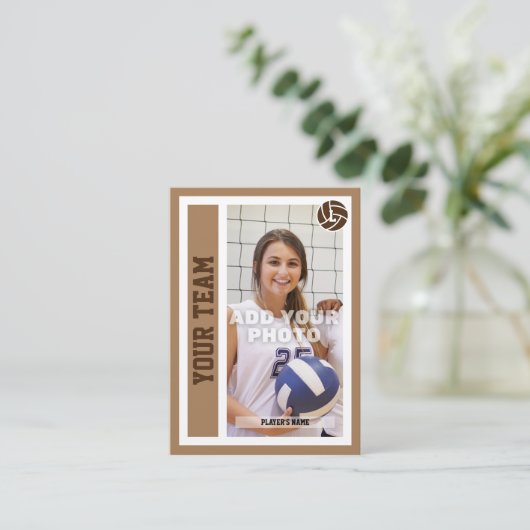 Benutzerdefinierte Volleyball-Handelskarte (hellbr Telefonnummerkarte (Stehend Vorderseite)