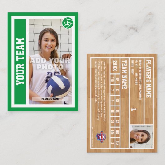 Benutzerdefinierte Volleyball-Handelskarte (Kelly Telefonnummerkarte (Vorne/Hinten)
