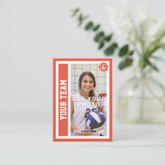Benutzerdefinierte Volleyball-Handelskarte (Orange Telefonnummerkarte (Stehend Vorderseite)
