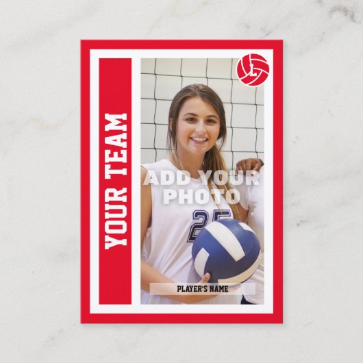 Benutzerdefinierte Volleyball-Handelskarte (rot) Telefonnummerkarte (Vorderseite)