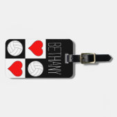 Benutzerdefinierte Volleyball- & Herz-Rot-/Weiß-/S Gepäckanhänger (Vorderseite horizontal)