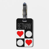 Benutzerdefinierte Volleyball- & Herz-Rot-/Weiß-/S Gepäckanhänger (Rückseite vertikal)