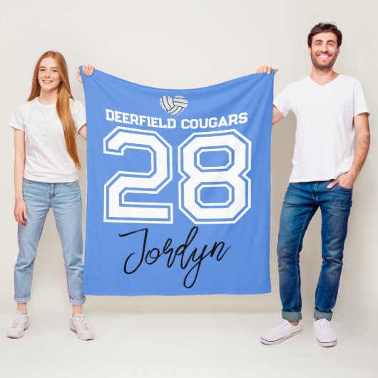 Benutzerdefinierte Volleyball Name Nummer Schule Fleecedecke (Beispiel)