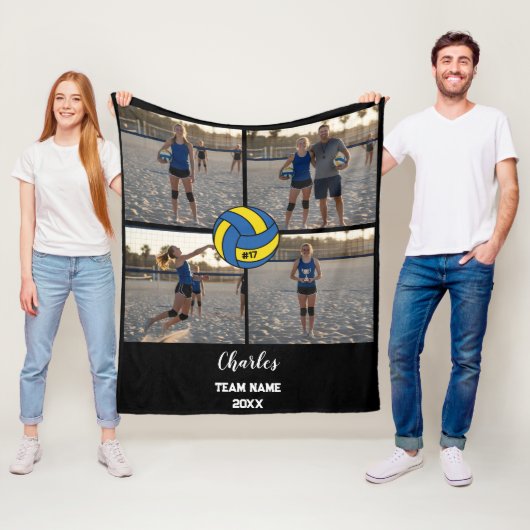 Benutzerdefinierte Volleyball-Player-FotoCollage m Fleecedecke (Beispiel)
