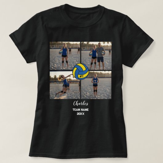 Benutzerdefinierte Volleyball-Player-FotoCollage m T-Shirt (Design vorne)