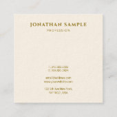 Benutzerdefinierte Vorlage Eleganter moderner Gold Quadratische Visitenkarte (Rückseite)