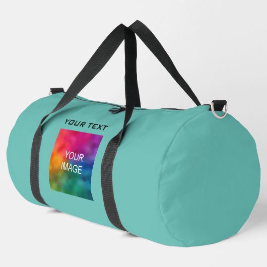 Benutzerdefinierte Vorlage für aquamarines Foto mi Duffle Bag (Linke Ecke)