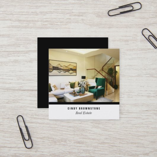 Benutzerdefinierte Vorlage für das Foto der Visite Quadratische Visitenkarte (Vorderseite/Rückseite Beispiel)