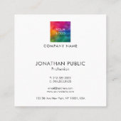 Benutzerdefinierte Vorlage für Firmenlogos Moderne Quadratische Visitenkarte (Rückseite)