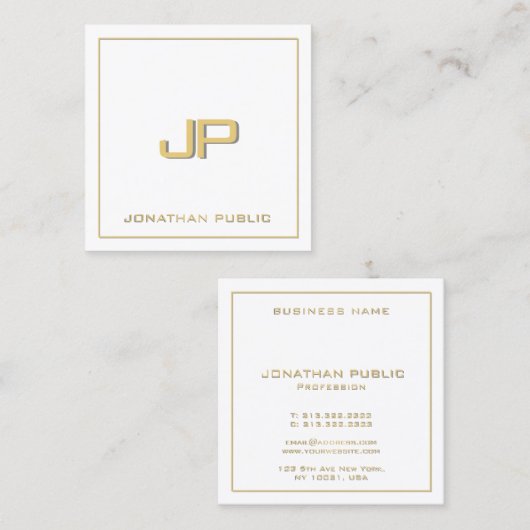 Benutzerdefinierte Vorlage für Text Elegangoldmono Quadratische Visitenkarte (Vorne/Hinten)
