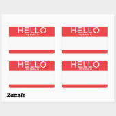 Benutzerdefinierte Vorlage Hallo Mein Name Rechteckiger Aufkleber (Blatt)