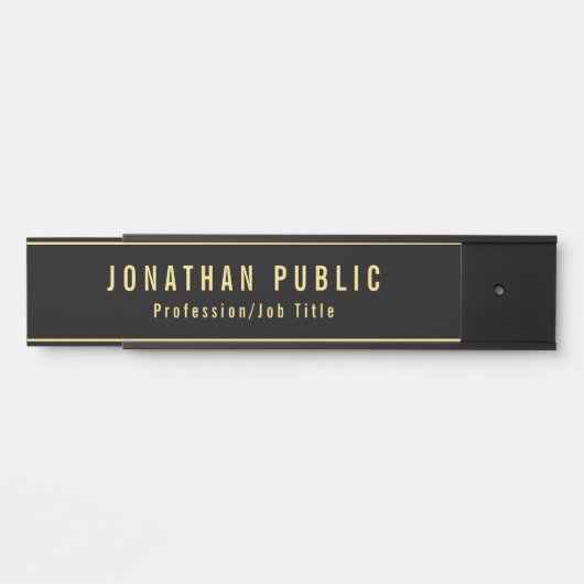 Benutzerdefinierte Vorlage Modernes Black and Gold Türschild (Vorderseite )