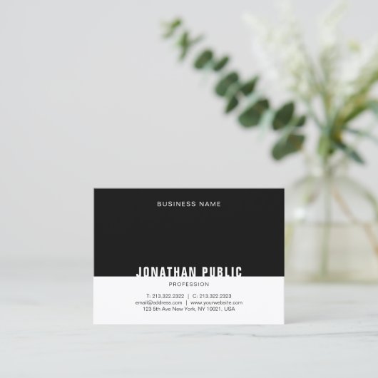 Benutzerdefinierte Vorlage Modernes Schwarz-Weiß-E Visitenkarte (Stehend Vorderseite)