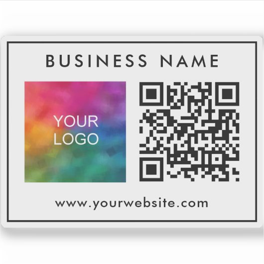 Benutzerdefinierte Vorlage QR Code Text Business-L Aufkleber (Vorderseite)