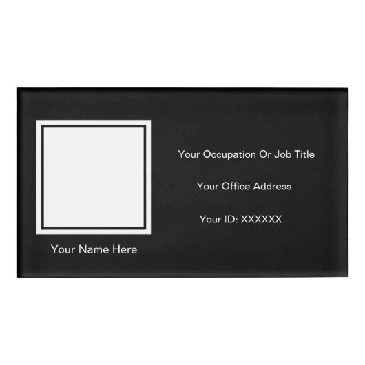 Benutzerdefinierte Vorlagen für Schwarz-weißes Fot Namenschild (Vorderseite)