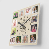 Benutzerdefinierte Vorlagenzeit für 12 Bilder mit Quadratische Wanduhr (Winkel)