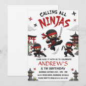 Benutzerdefinierte Warrior Ninja Geburtstagsfeier Einladung (Vorne/Hinten)