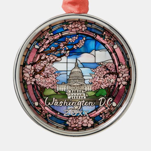 Benutzerdefinierte Washington DC datierte Kirschbl Ornament Aus Metall (Vorne)