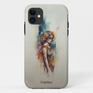 Benutzerdefinierte Wasserfarbe Día de los Muertos Case-Mate iPhone Hülle