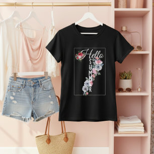 Benutzerdefinierte Wasserfarbe Florale Typografie  T-Shirt