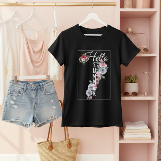 Benutzerdefinierte Wasserfarbe Florale Typografie T-Shirt
