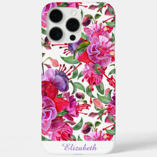 Benutzerdefinierte Wasserfarbe Fuchsia Blüten iPhone 16 Pro Max Hülle