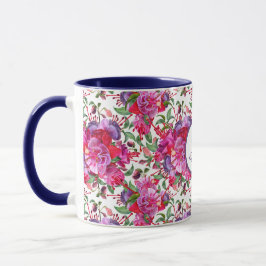 Benutzerdefinierte Wasserfarbe Fuchsia Blüten Tasse