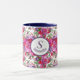 Benutzerdefinierte Wasserfarbe Fuchsia Blüten Tasse