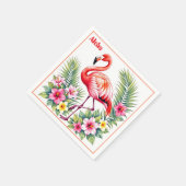 Benutzerdefinierte Wasserfarbe Rosa Flamingo Flora Serviette (Ecke)