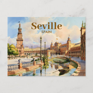 Benutzerdefinierte Wasserfarbe von Sevilla Spanien Postkarte