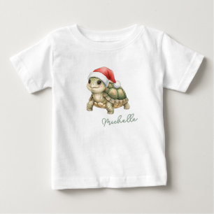 Benutzerdefinierte Wasserfarbe Weihnachten Schildk Baby T-shirt