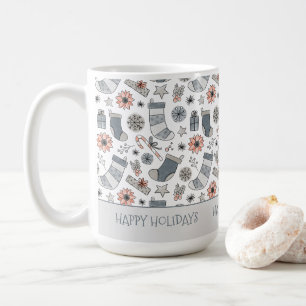 Benutzerdefinierte Wasserfarbe Weihnachtsdoodles F Kaffeetasse