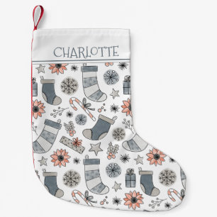 Benutzerdefinierte Wasserfarbe-Weihnachtsdoodles Kleiner Weihnachtsstrumpf