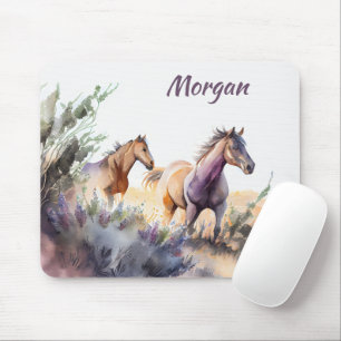 Benutzerdefinierte Wasserfarbe Wilde Pferde Mousepad
