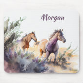 Benutzerdefinierte Wasserfarbe Wilde Pferde Mousepad (Vorne)