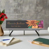 Benutzerdefinierte weibliche farbenfrohe blühende schreibtischnamensplakette