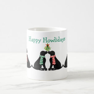 Benutzerdefinierte Weihnachten Black Labs küssen M Kaffeetasse