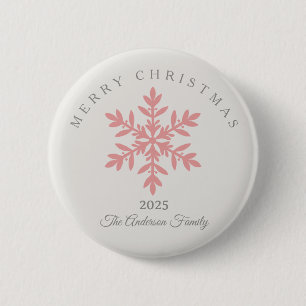 Benutzerdefinierte Weihnachten rosa Rose Schneeflo Button