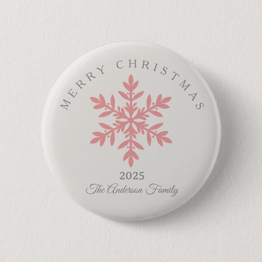 Benutzerdefinierte Weihnachten rosa Rose Schneeflo Button (Vorderseite)