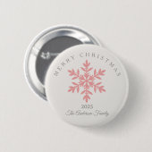 Benutzerdefinierte Weihnachten rosa Rose Schneeflo Button (Vorne & Hinten)