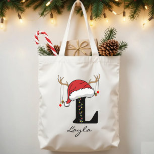 Benutzerdefinierte Weihnachts-Alphabet-Monogramm-T Tragetasche