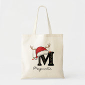 Benutzerdefinierte Weihnachts-Alphabet-Monogramm-T Tragetasche (Vorne)